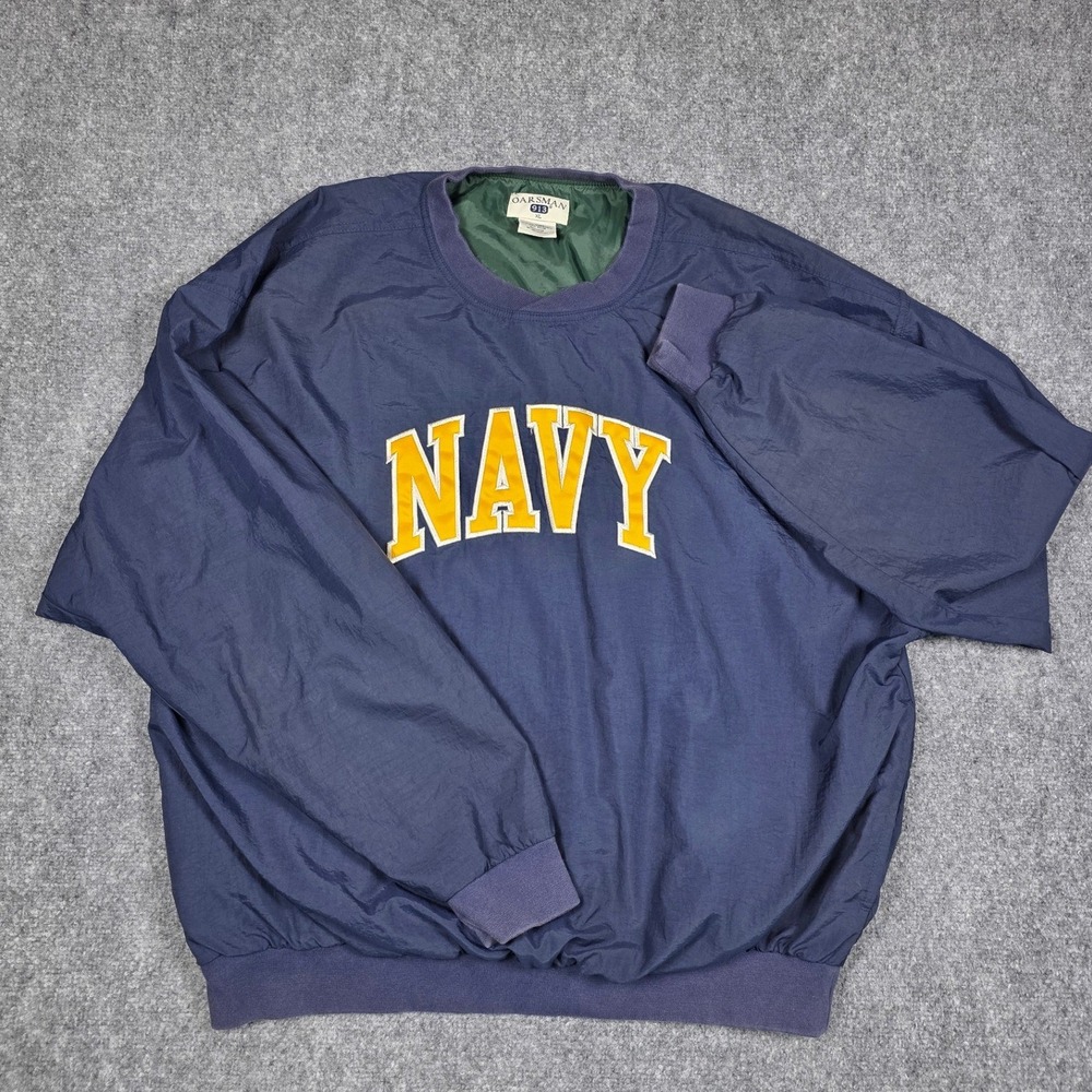 VIntage USN Navy Oarsman 913 Windbreaker Mens XL Navy Blue Embroidered Pullover